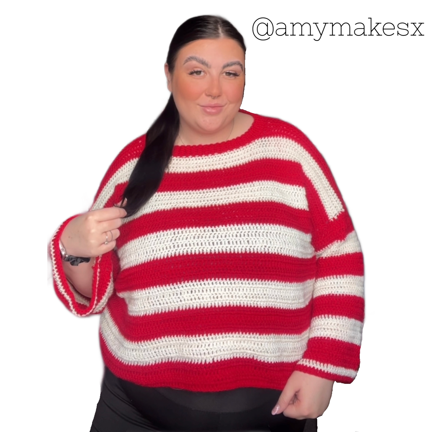 Striped crochet jumper pattern with chunky collar