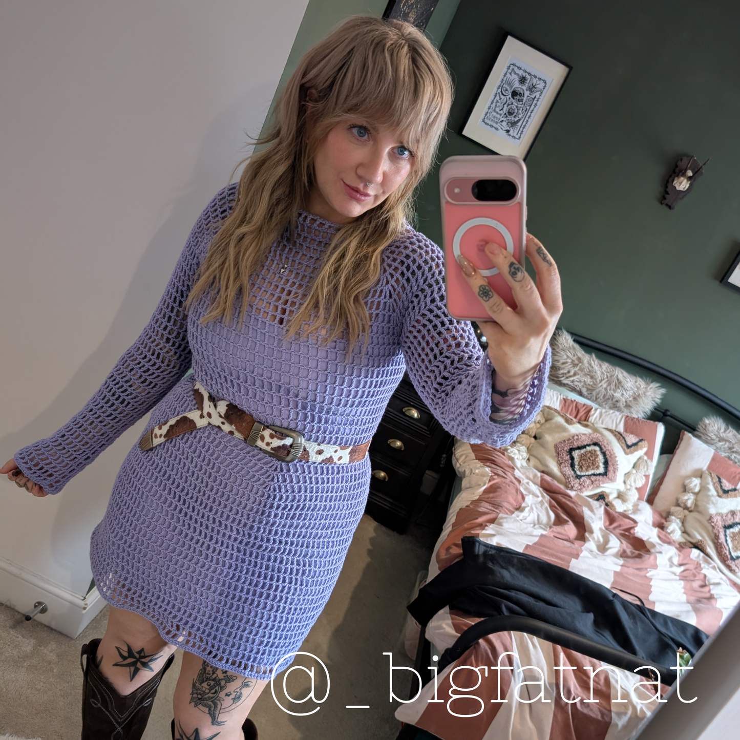Lilac purple crochet mesh dress festival outfit beach cover up pattern