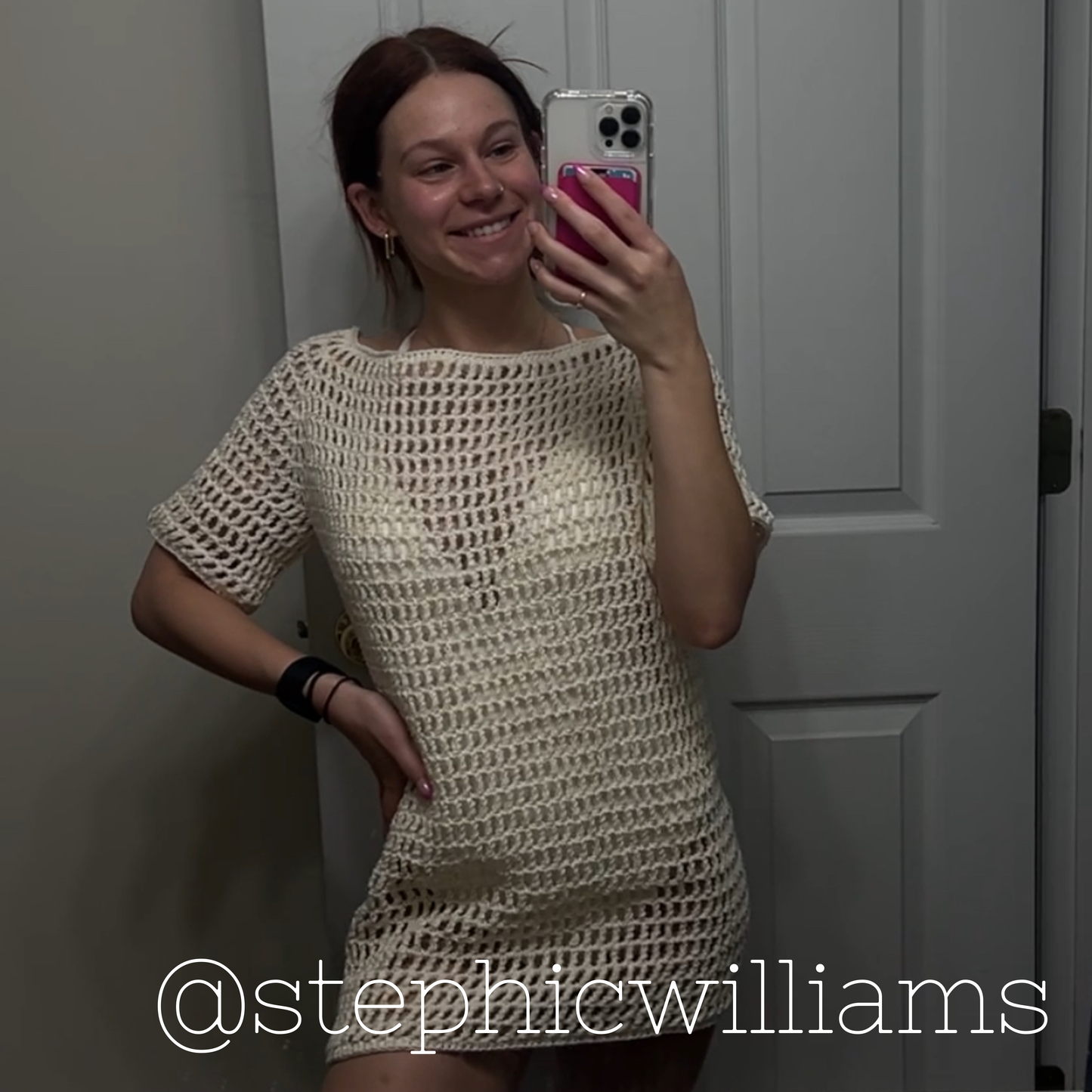 white crochet mesh dress festival outfit beach cover up pattern