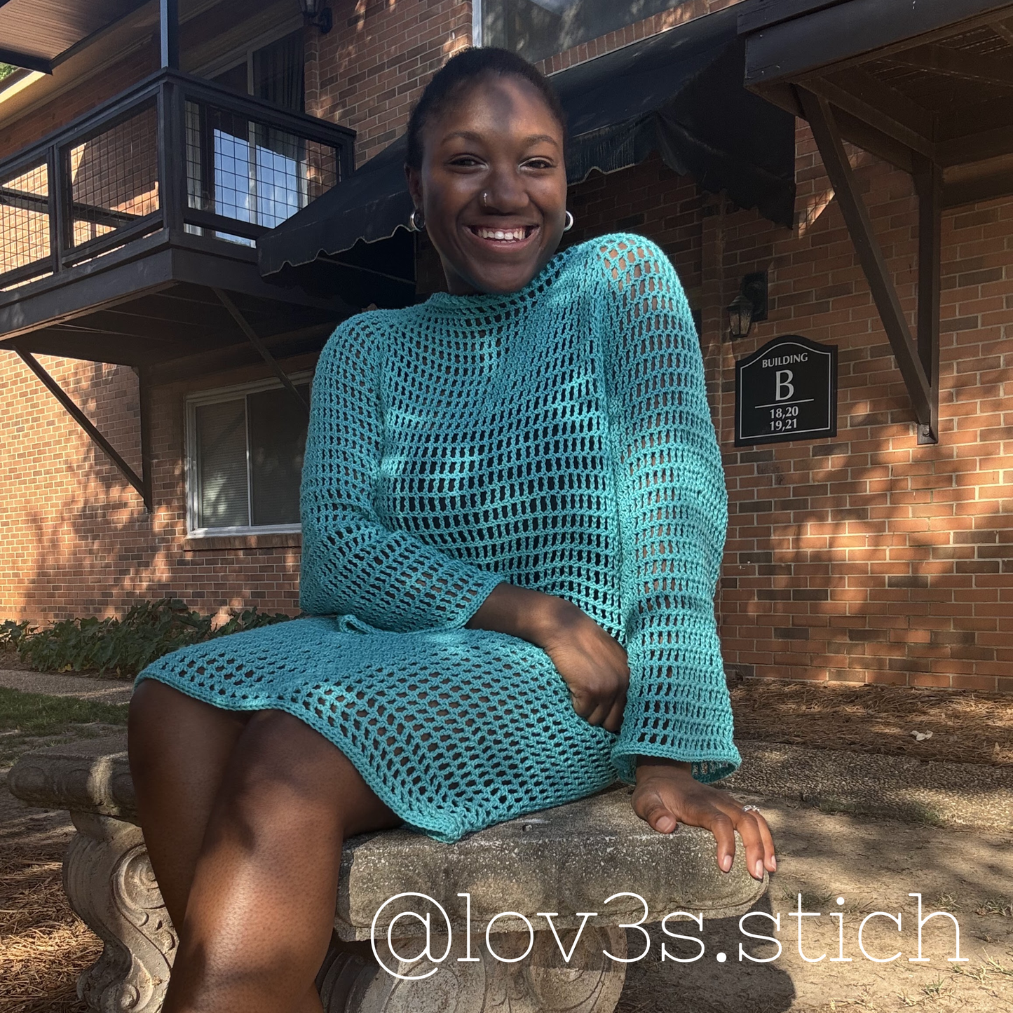 Blue crochet mesh dress festival outfit beach cover up pattern

